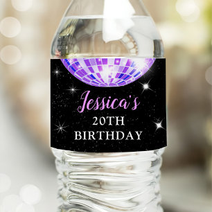 Purple Disco In Her Birthday Era Party Water Bottle Label