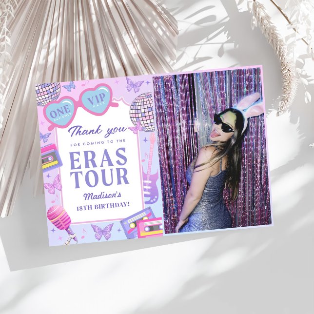 Purple Disco In My Birthday Era Birthday Photo Thank You Card (Creator Uploaded)