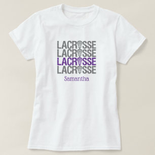 Purple Distressed Lacrosse Word T-Shirt
