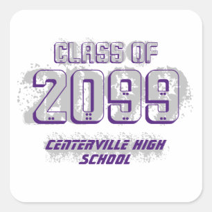 Purple Distressed Modern Class of Square Sticker