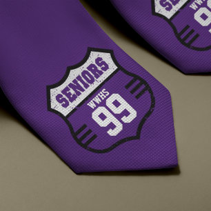 Purple Distressed Seniors Road Sign Tie