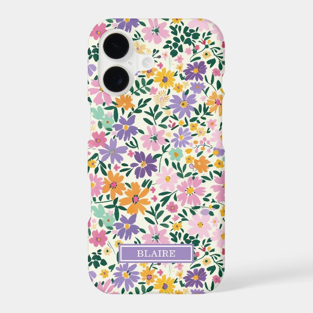 Purple Ditsy Flowers Monogrammed (Back)