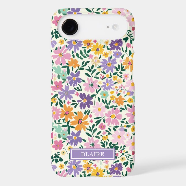Purple Ditsy Flowers Monogrammed (Back)