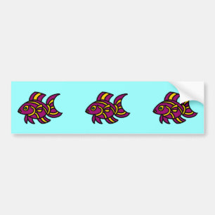 Purple Ditzyfish with Yellow Stripes Bumper Sticker