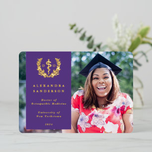 Purple DO Asclepius Graduation Photo Announcement
