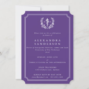 Purple Doctor of Osteopathic Medicine Graduation I Invitation