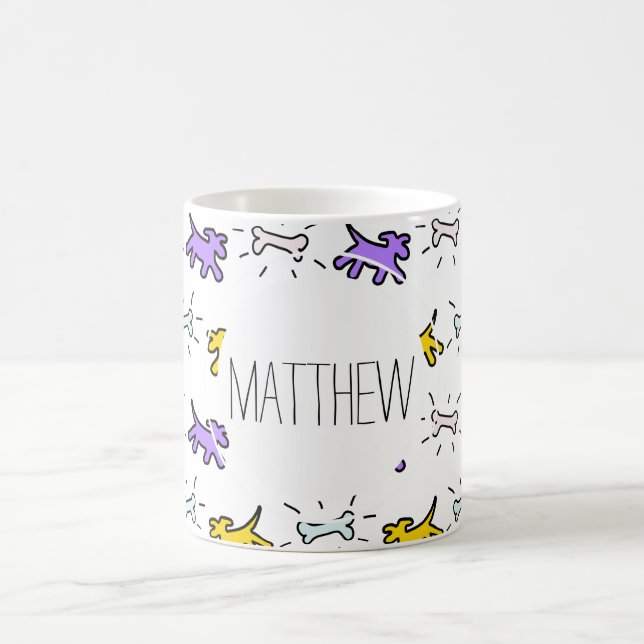 Purple Dog Bone Graffiti Style Personalised Mug (Center)