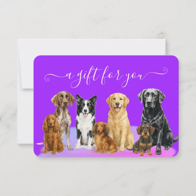 Purple Dog Grooming Pet Boarding Gift Certificate (Front)