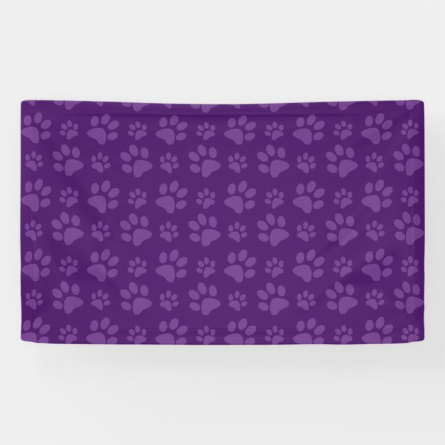Purple dog paw print pattern banner (Horizontal)