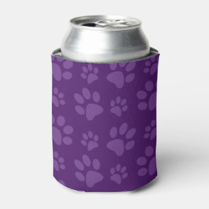 Purple dog paw print pattern can cooler