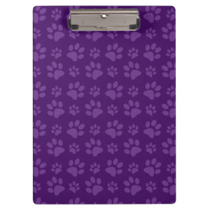 Purple dog paw print pattern clipboard