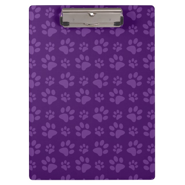 Purple dog paw print pattern clipboard (Front)