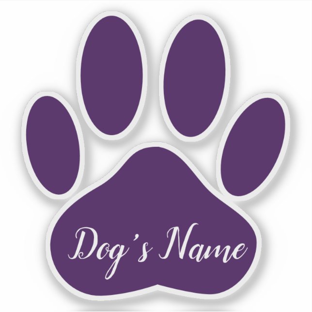 Purple Dog Paw Print With Custom Name Personalized (Front)