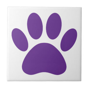 Purple Dog Pawprint Square Ceramic Tile