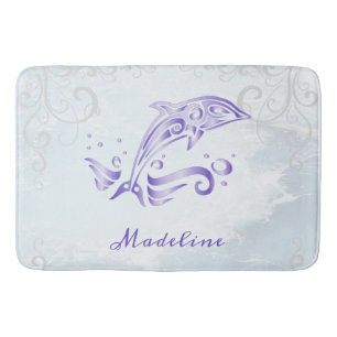 Purple Dolphin Personalised Bath Mat