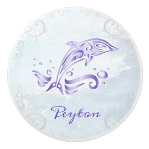 Purple Dolphin Personalised Ceramic Knob