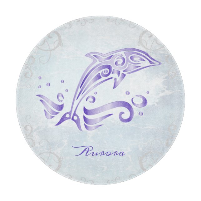 Purple Dolphin Personalised Cutting Board (Front)