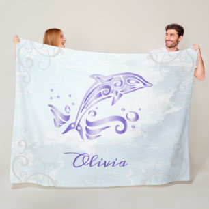 Purple Dolphin Personalised Fleece Blanket