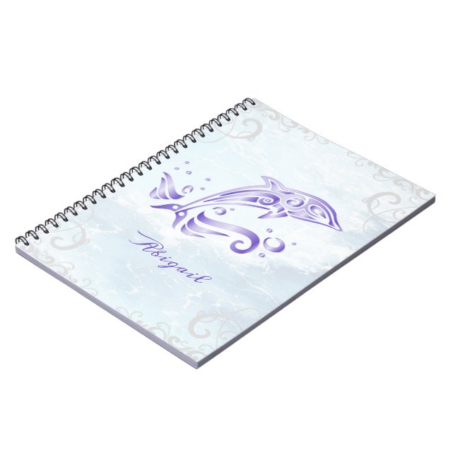 Purple Dolphin Personalised Notebook (Left Side)