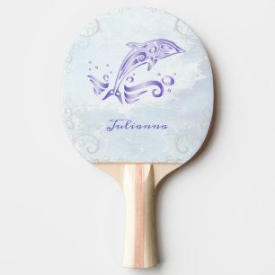 Purple Dolphin Personalised Ping Pong Paddle