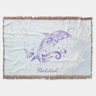 Purple Dolphin Personalised Throw Blanket