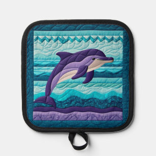 Purple Dolphin Quilt Pot Holder