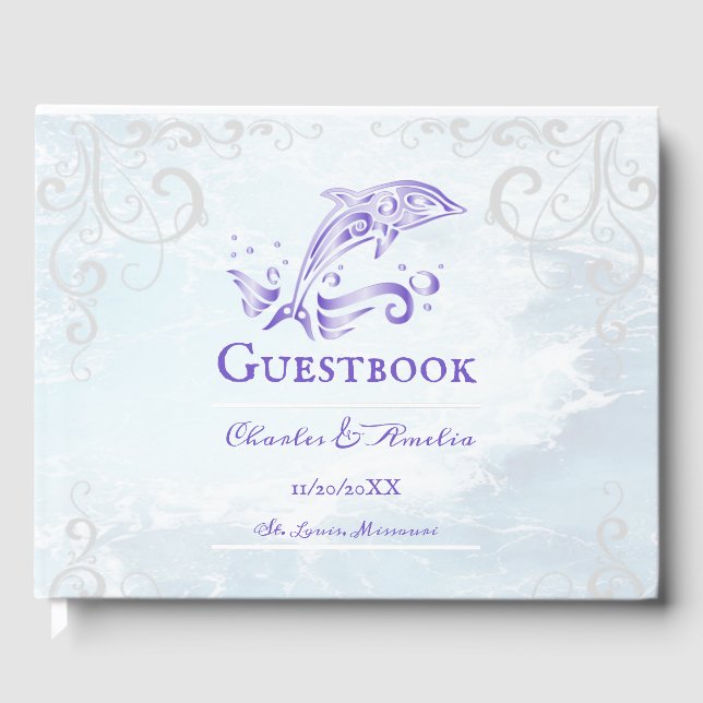 Purple Dolphin Wedding Guestbook (Front)