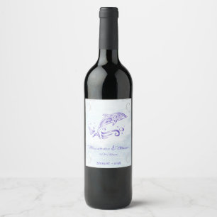 Purple Dolphin Wedding Wine Label