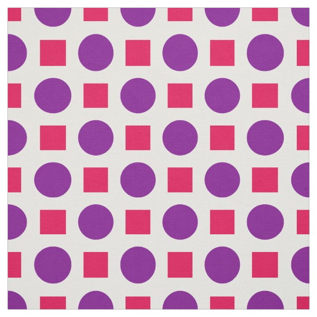 Purple dots and fuchsia squares fabric (Swatch)