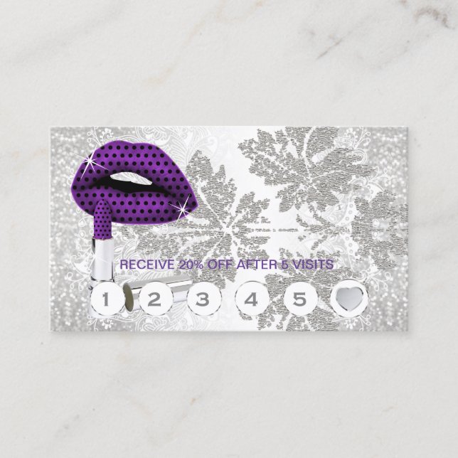 Purple Dots Lips and Silver - Loyalty Cards (Front)