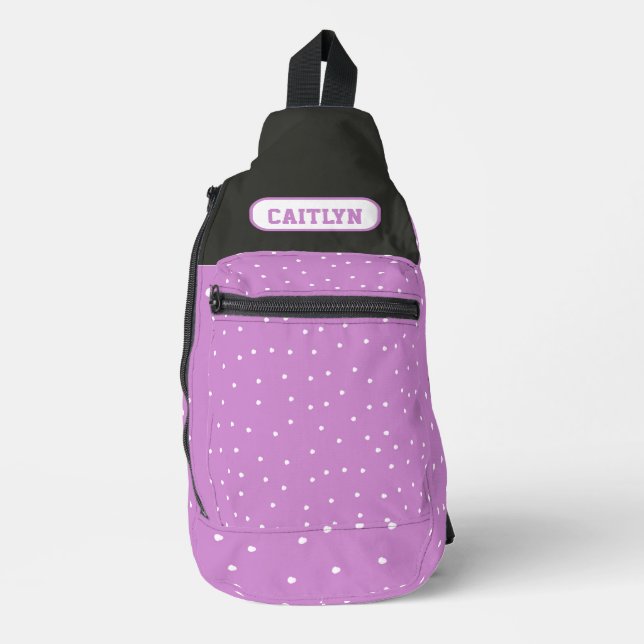 Purple Dots & Stripes Sling Bag (Front)