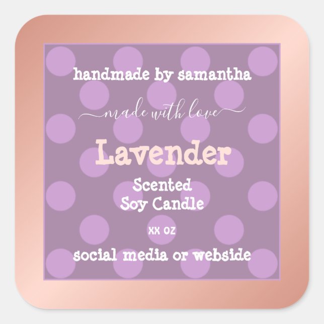 Purple Dotted Product Packaging Labels Rose Gold (Front)