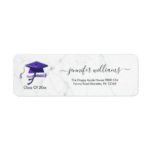 Purple Double Graduation Return Address Label