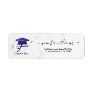 Purple Double Graduation Return Address Label