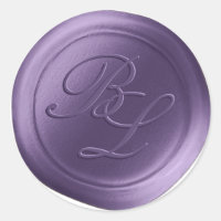 Purple Double Monogram Faux Wax Seal Stickers