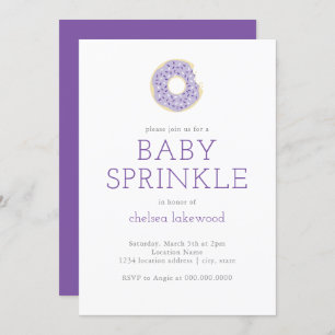 Purple Doughnut Baby Sprinkle Shower Invitation