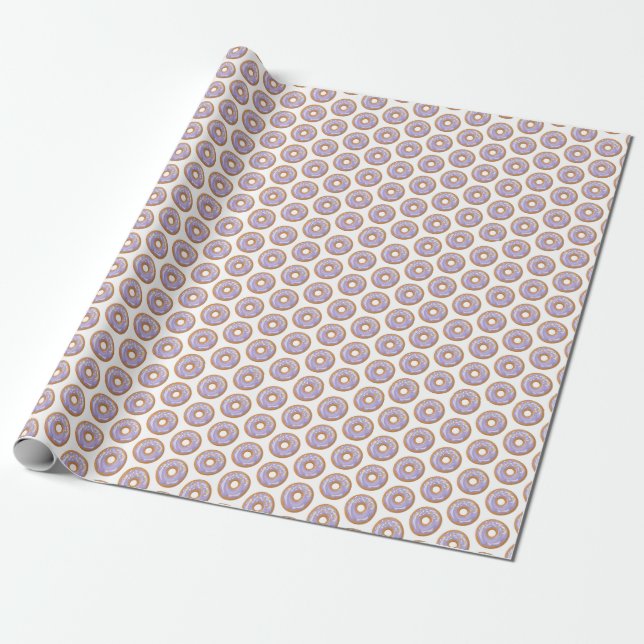 Purple Doughnut Desined Wrapping Paper (Unrolled)