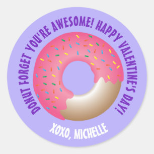 Purple Doughnut Forget You're Awesome Valentine's  Classic Round Sticker