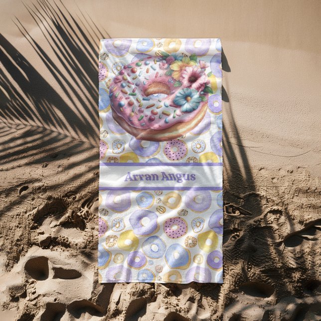 Purple Doughnuts Boy Colours Beach Towel (Creator Uploaded)
