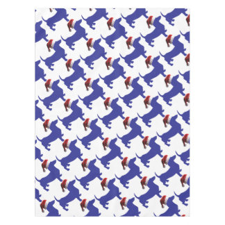 Purple-Doxie---And-Santa-Hat Tablecloth