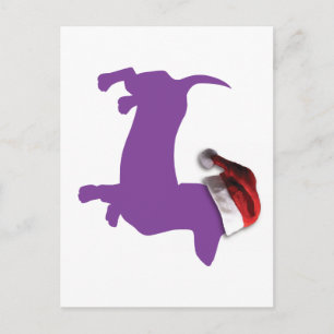 Purple Doxie with Santa Hat Holiday Postcard