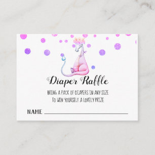 *~* Purple Dragon Baby Girl Shower Diaper Raffle Enclosure Card