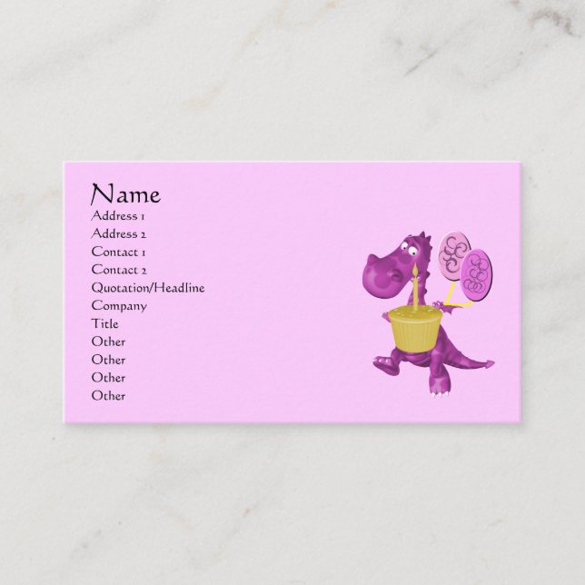 Purple Dragon Balloons Cute Business Card (Front)