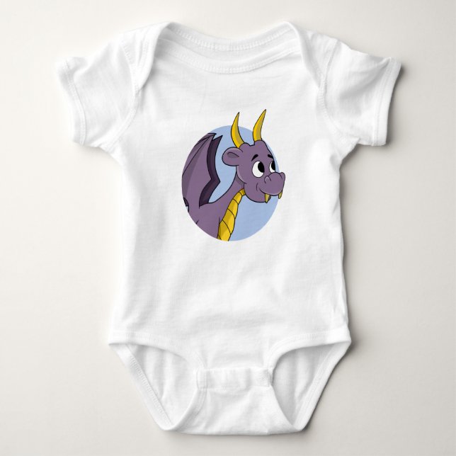 Purple dragon cartoon baby bodysuit (Front)