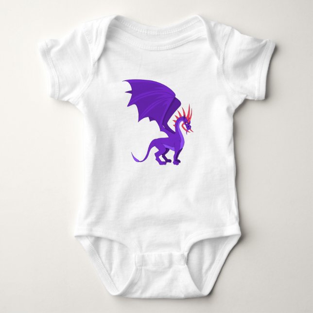 Purple dragon cartoon baby bodysuit (Front)