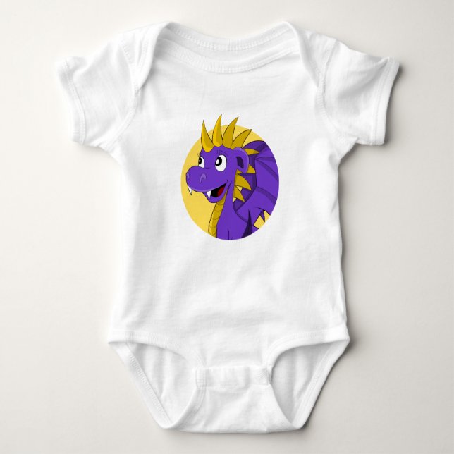 Purple dragon cartoon baby bodysuit (Front)