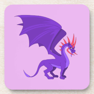 Purple dragon cartoon coaster