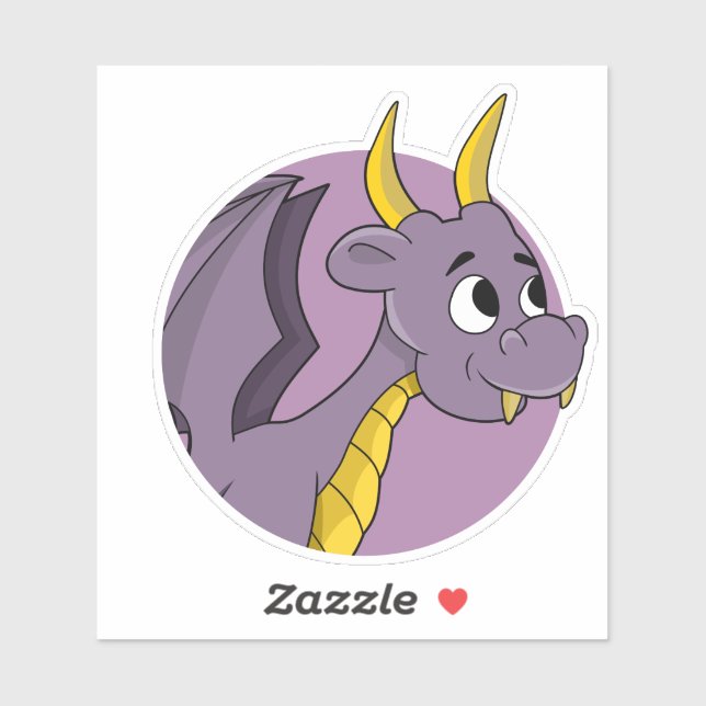 Purple dragon cartoon Custom-Cut Vinyl Sticker (Sheet)
