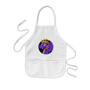 Purple dragon cartoon  kids apron