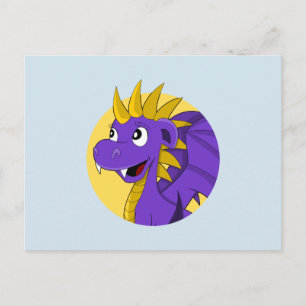 Purple dragon cartoon postcard